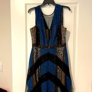 BcBg shear leopard print black/gold lace dress